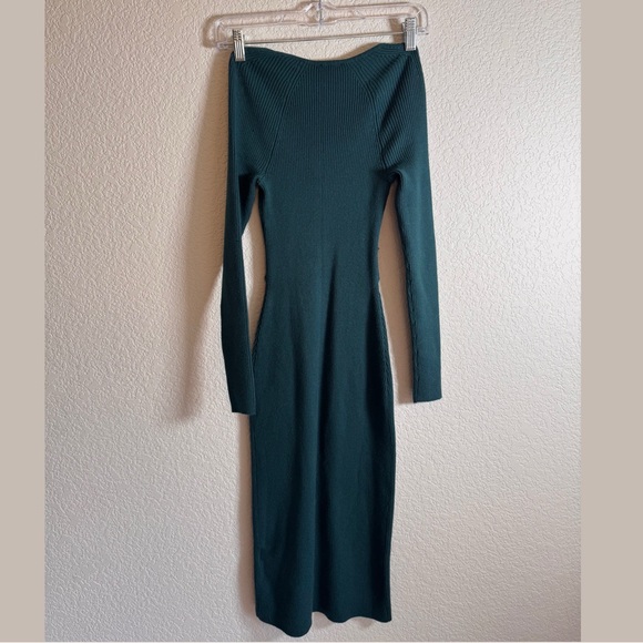 Abercrombie & Fitch NWOT Teal Cut-Out Ribbed Stretchy Midi Dress XSP - Picture 4 of 6